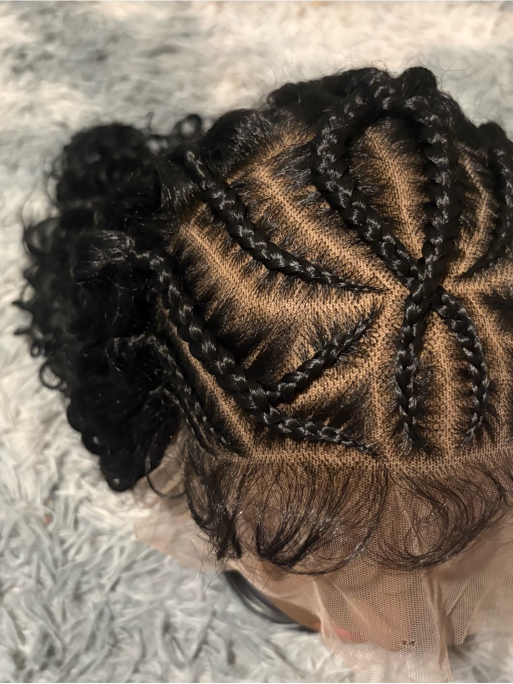 Lace Front Curly Braided Synthetic Wig —  26 inch Black